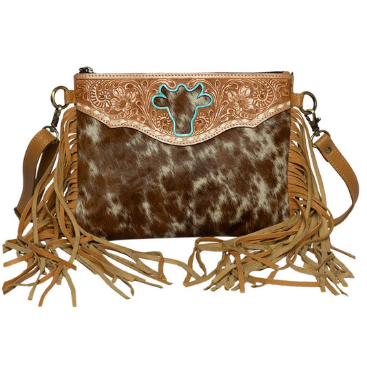 Marbella Bullhead Cowhide Sling Bag with Fringes