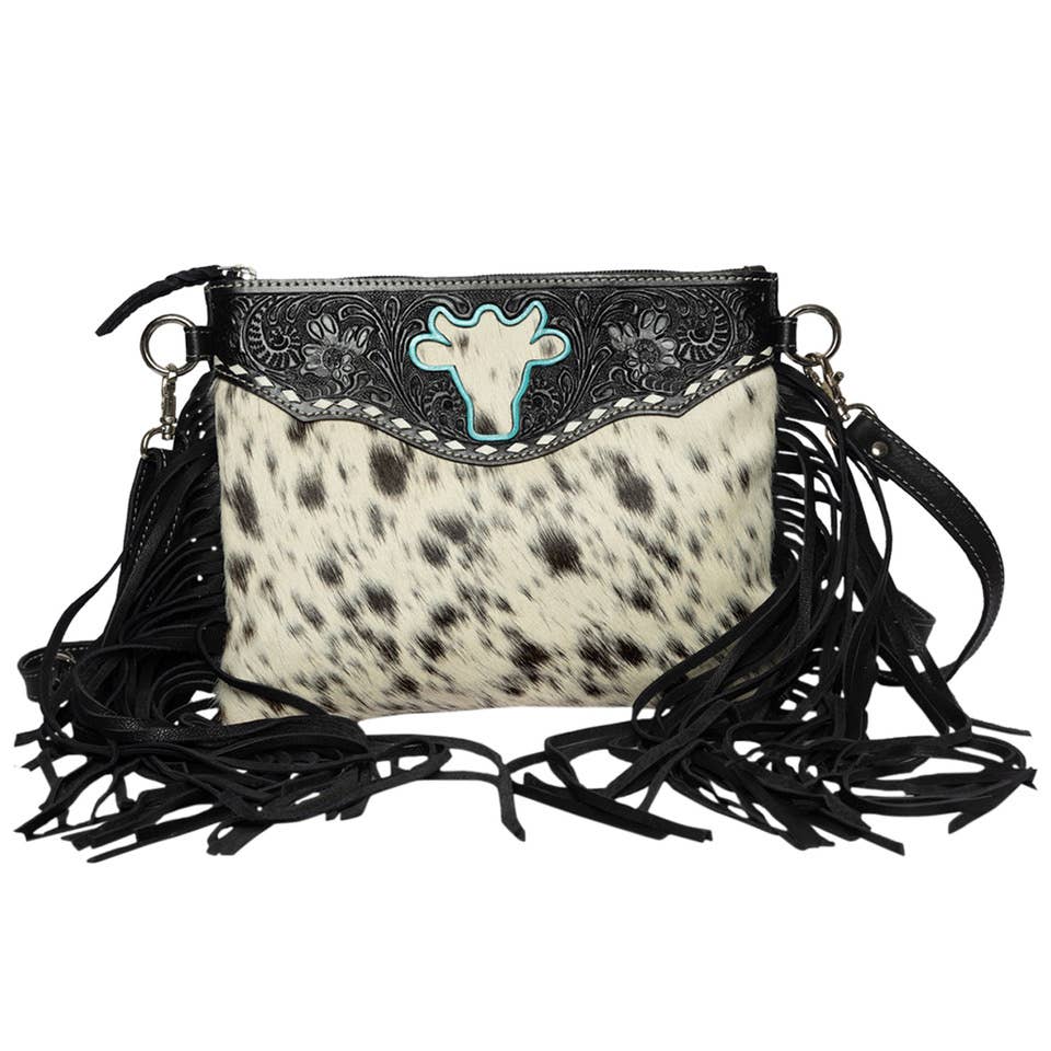 Marbella Bullhead Cowhide Sling Bag with Fringes