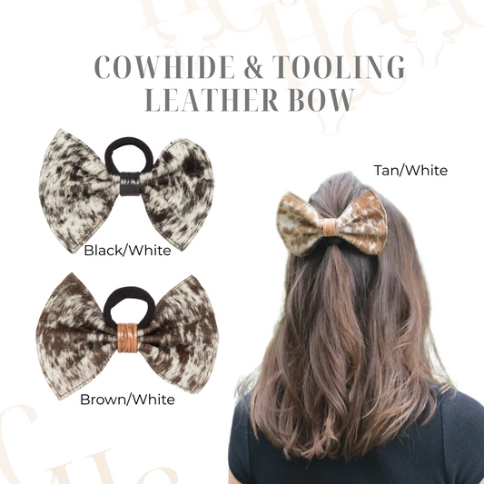 Cowhide Leather Bow Hair Tie